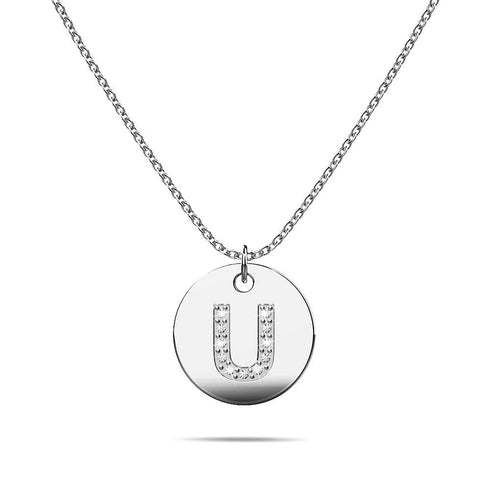 Initials Fabulous Alphabet Letter Necklace White Gold Layered Steel Jewellery